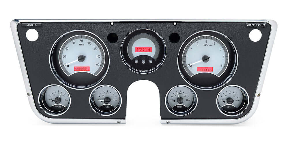 VHX Instrument Gauge System | Chevy Pickup (1967-72), VHX-67C-PU-S-R, 1967-72 GM pickups, Blazers, and Suburbans have a simple dashboard that offers plenty of space for personalization. Making use of a seven-hole instrument bezel, this system boasts six a