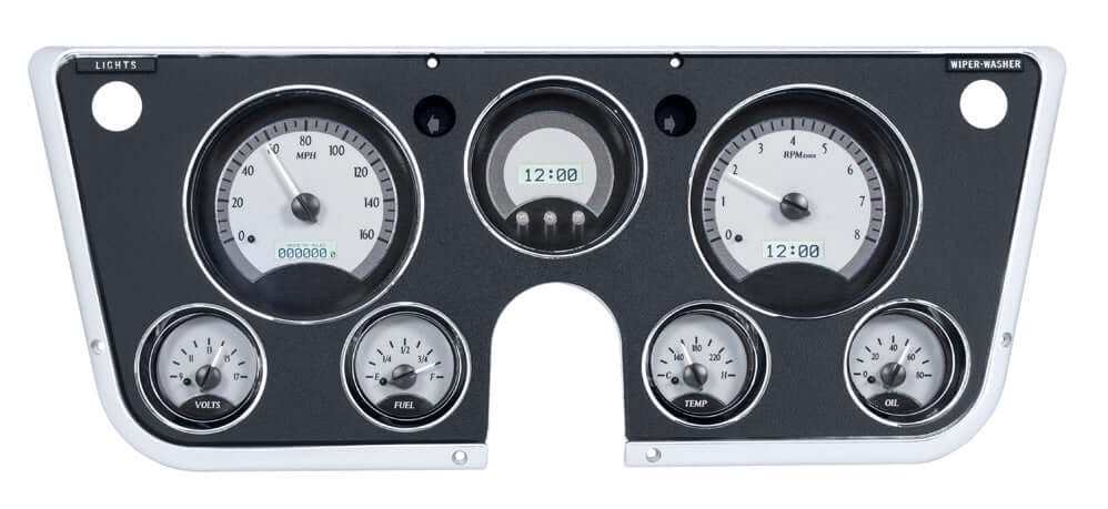VHX Instrument Gauge System | Chevy Pickup (1967-72), VHX-67C-PU-S-W, 1967-72 GM pickups, Blazers, and Suburbans have a simple dashboard that offers plenty of space for personalization. Making use of a seven-hole instrument bezel, this system boasts six a