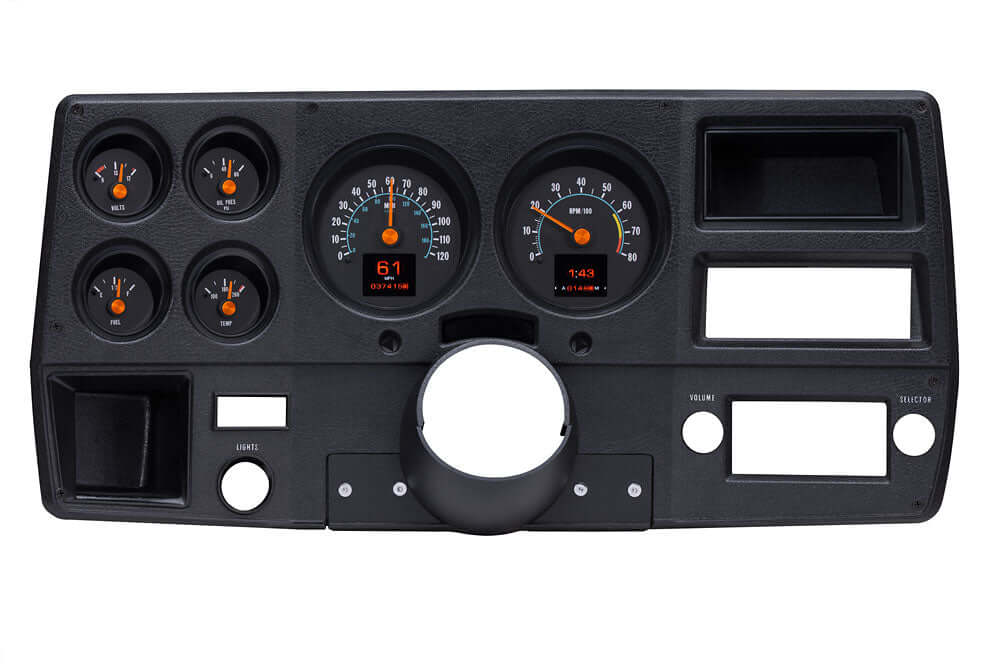 RTX Instrument Gauge System | Chevy Pickup (1973-87), RTX-76C-PU-X, Paying tribute to all three gauge designs available over the years (1973-75, 1976-78 and 1979-87), the RTX series maintains the beloved Chevy and GMC square-body look while bringing in la