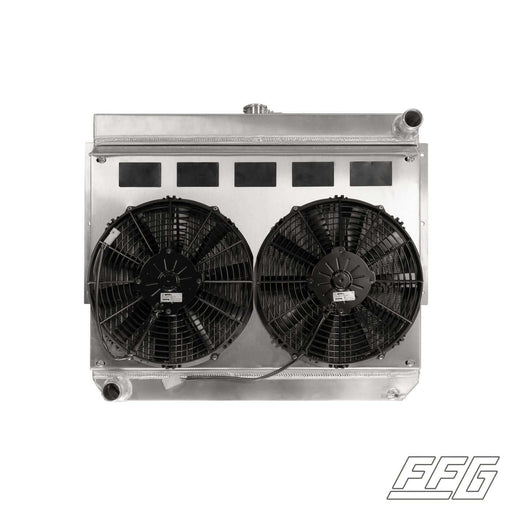 1953-56 F100 Coyote/ Godzilla Swap Radiator and Wiring Kit - Dual Brushless Fans, FFG-F5356-BLCoyRad, Fat Fender Garage is excited to offer these high-quality radiators made specifically for your Ford Truck builds. This Coyote Swap Radiator is hand made w