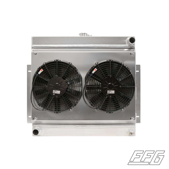 1957-60 F100 Coyote/ Godzilla Swap Radiator - High Performance Fans, FFG-F5760-HPCoyRad, Fat Fender Garage is excited to offer these high-quality radiators made specifically for your Ford Truck builds. This Coyote Swap Radiator is hand made with aluminum,